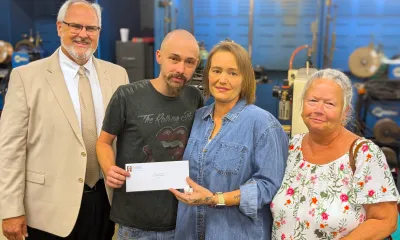 Welding student receives scholarship award.